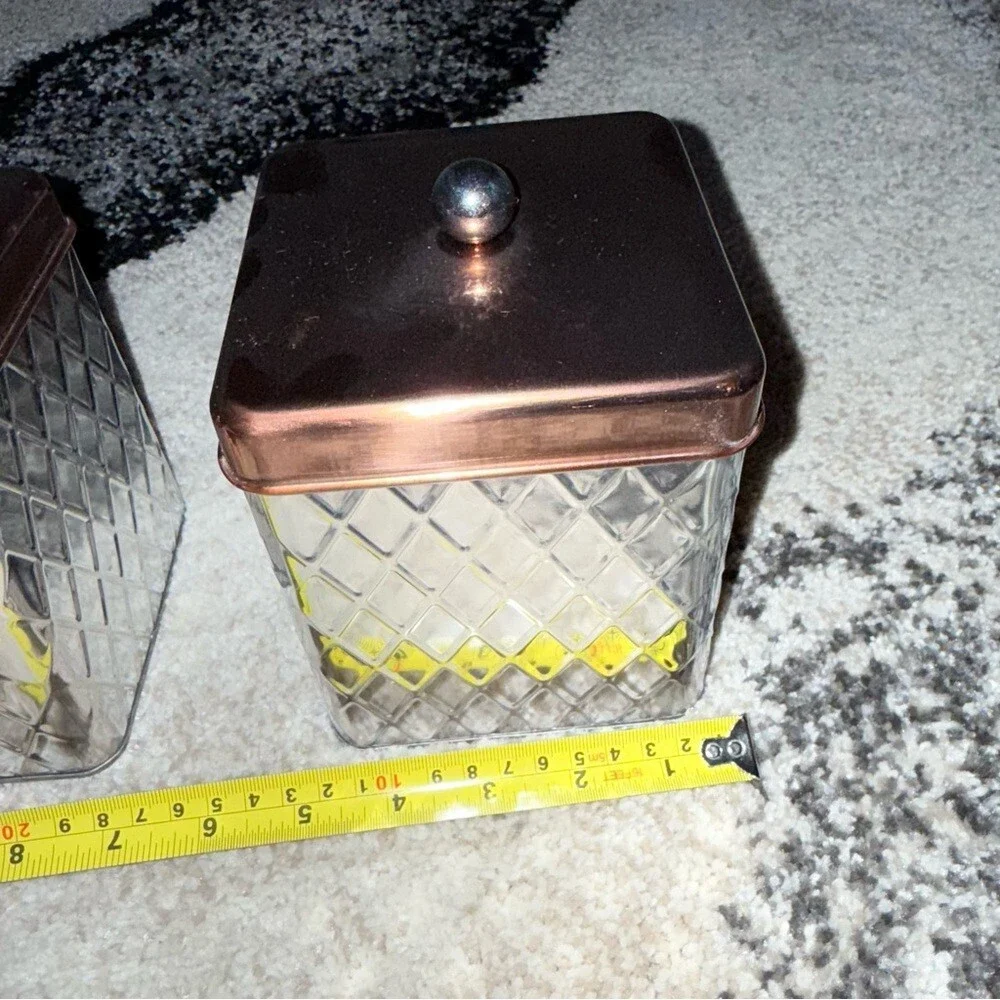 Set canisters jars 2 set brown silver Elegant Silver and Copper Accent Jars